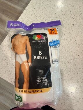 Fruit of the Loom Men's White Briefs - 6 Pack